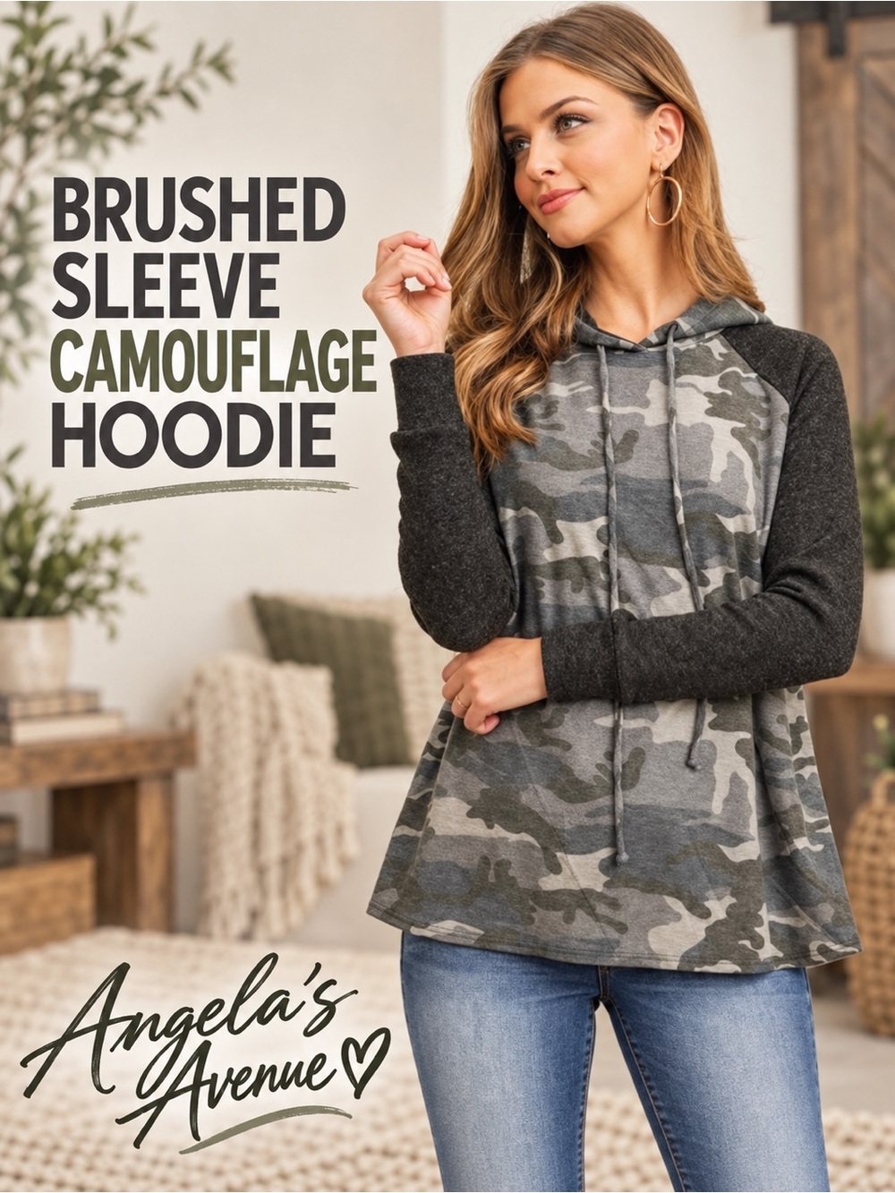 Brushed Sleeve Camouflage Hoodie NEW